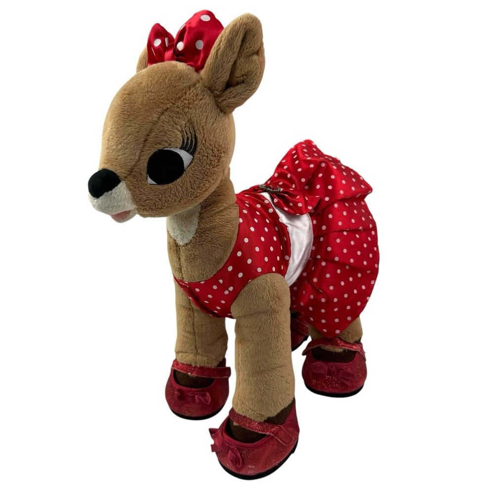 Build A Bear Clarice Rudolph Reindeer Plush Toy Red Polka Dot Dress Shoes